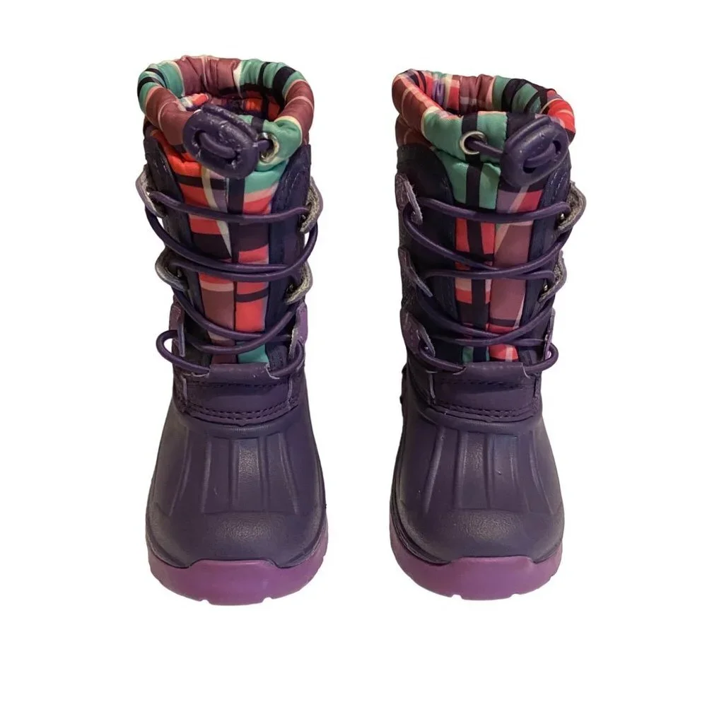 Cherokee Toddler Girl Purple Plaid Thermolite Adjustable Winter Snow Boots‎ 5/6